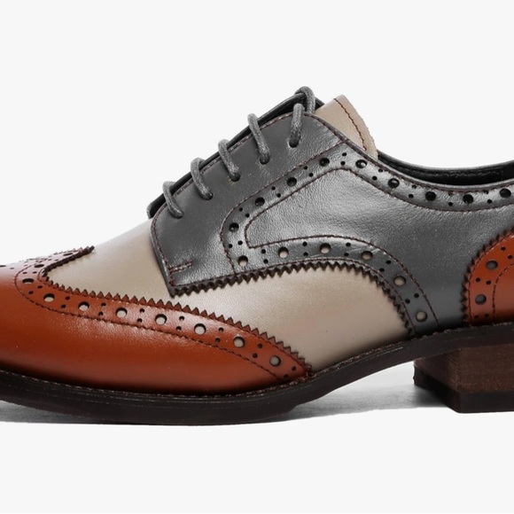 U-lite Shoes - Women's Classic Leather Oxford Shoes Gray Brown Tan Size 9
